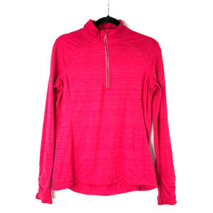 KIRKLAND Signature Track Jacket Womens Medium Red Athletic Half Zip Mock Neck
